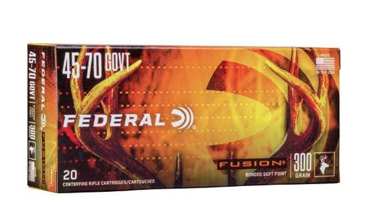 Federal F4570FS1 Fusion Hunting 45-70 Gov 300 gr Fusion Soft Point Rifle Ammo - 20 Rounds