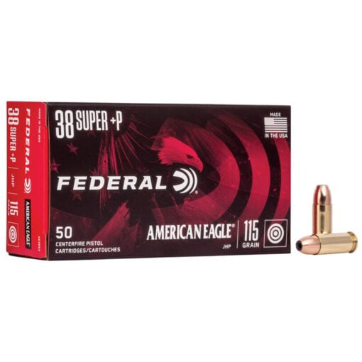 Federal AE38S3 American Eagle 38 Super +P 115 gr Jacketed Hollow Point (JHP) Handgun Ammo - 1000 Rounds - 