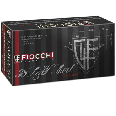 Fiocchi 38SWSHA Heritage 38 S&W Short 145 gr Full Metal Jacket Handgun Ammo - 50 Rounds
