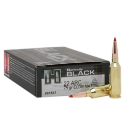 Hornady Ammo 22 ARC 75 GR ELD Match BLACK Rifle Ammo - 20 Rounds