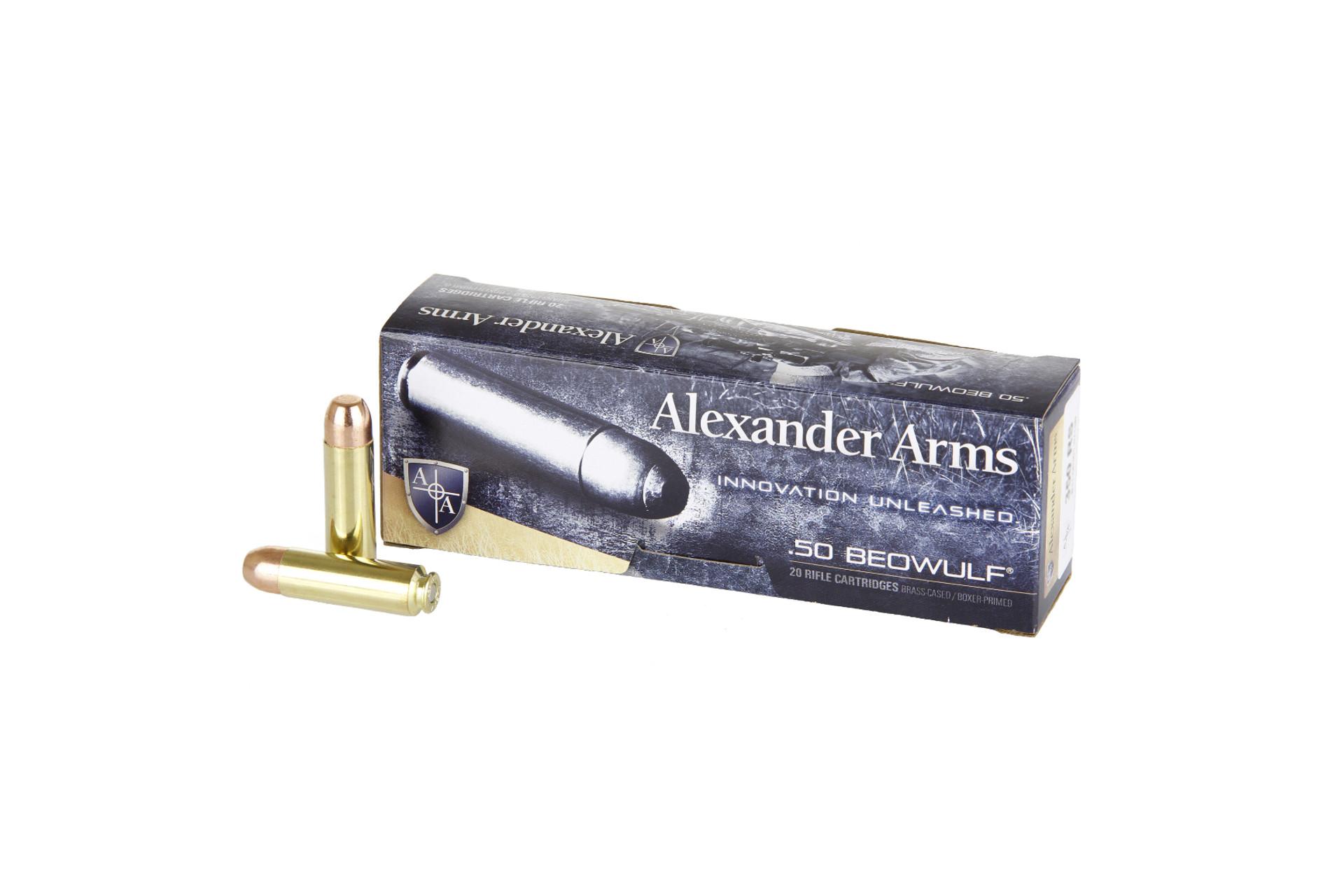 Alexander Arms AB350RSBOX Rifle Ammo 50 Beowulf 350 gr Flat Point (FP) Rifle Ammo - 20 Rounds