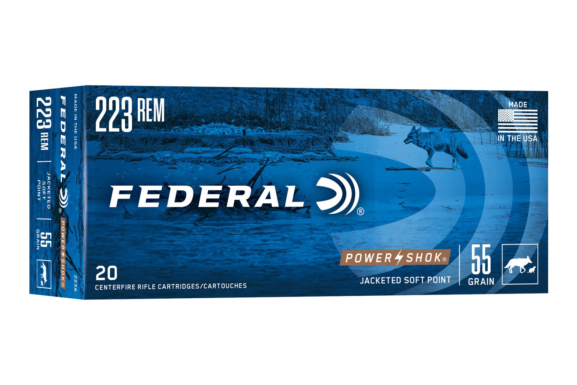 Federal PowerShok 223REM 55 Grain Soft Point Rifle Ammo - 20 Rounds