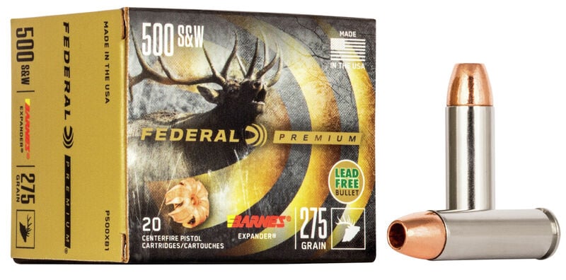 Federal Ammunition P500XB1 Premium Hunting 500 S&W Mag 275 gr Barnes Expander BRX Handgun Ammo - 20 Rounds