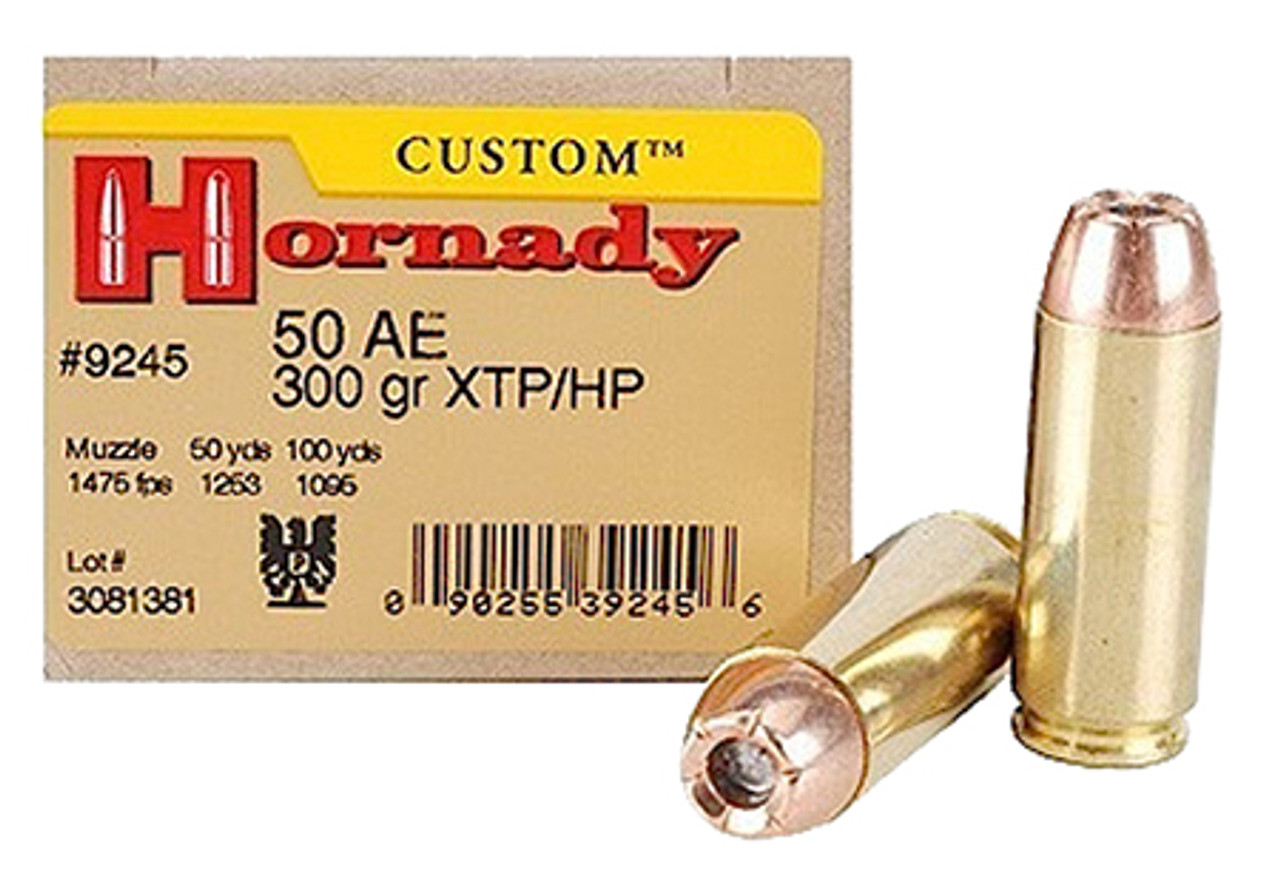 Hornady 9245 Custom 50 AE 300 gr XTP Hollow Point Handgun Ammo - 20 Rounds