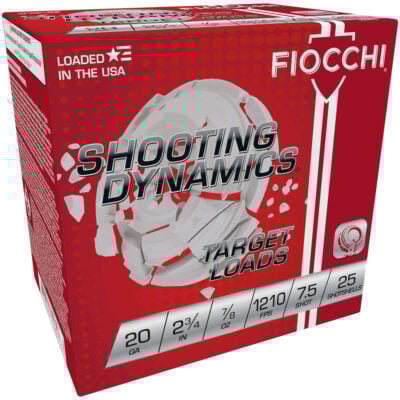 Fiocchi 20SD75 Shooting Dynamics Target 20 Gauge 2.75" 7/8 oz 7.5 Shot Shotgun Ammo - 25 Rounds