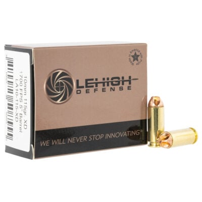Lehigh Defense LA10115XD Xtreme Defense 10mm Auto 115 gr Lehigh Defense XD FMT Handgun Ammo - 20 Rounds