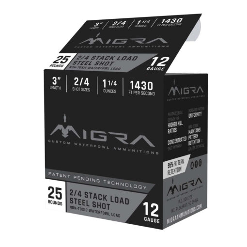 Migra Ammunition 12 Gauge 3" #2/4 Steel Shot 1-1/4 oz Shotgun Ammo - 250 Rounds - AR15 Discounts