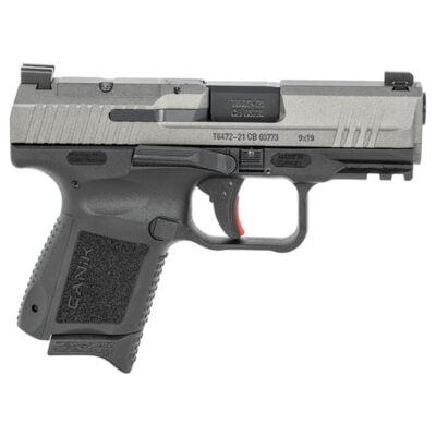 Canik TP9 Elite Sub-Compact 3.6" 9mm Luger 15+1/12+1, Tungsten Gray Slide, Black Poly Frame w/Picatinny Rail