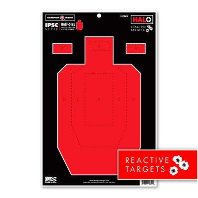 Thomspon HALO IPSC Style Half-Size Reactive Shooting Targets - 12.5"x19" - 5 Pack