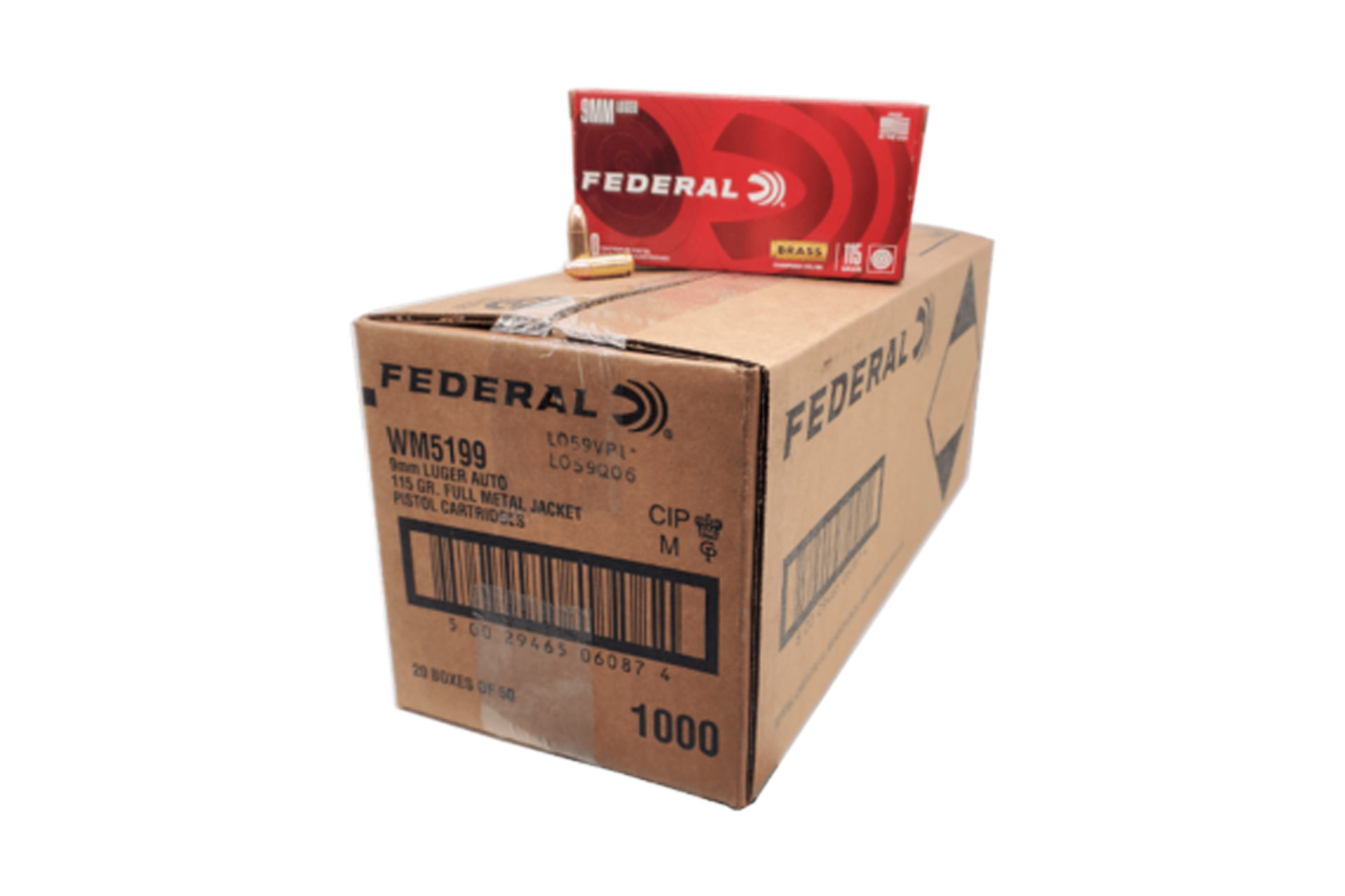 Federal Champion 9mm Luger Ammo 115 Grain FMJ Ammo Handgun Ammo - 1000 Rounds