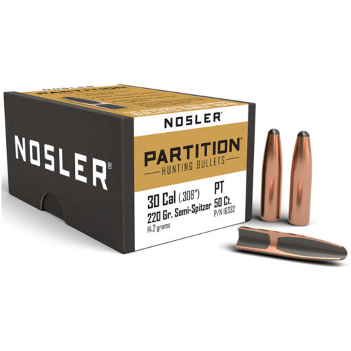 NOS 30CAL .308 220GR SEMI SP PARTITION Rifle Ammo - 50 Rounds -