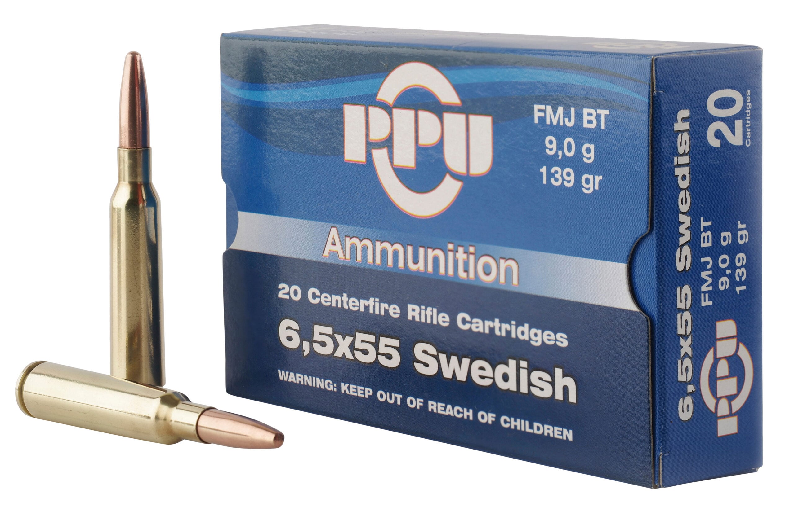 Unknown PPU PP6SWF Metric Rifle 6.5x55 Swedish 139 gr Full Metal Jacket (FMJ) Rifle Ammo - 20 Rounds