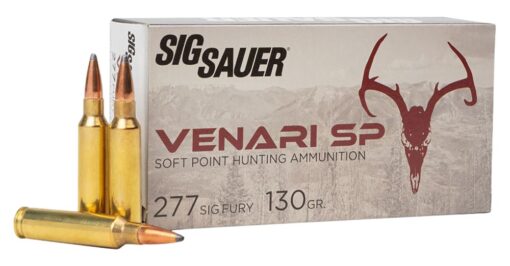 Sig Sauer V277SFSP130-20 Venari 277 Sig Fury 130 gr 2710 fps Soft Point (SP) Rifle Ammo - 200 Rounds - 