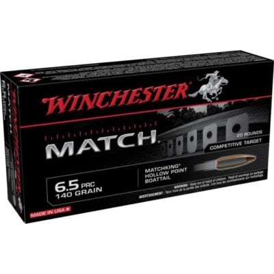 Winchester Ammo S65PM Match 6.5 PRC 140 gr 3030 fps Sierra MatchKing BTHP (SMBTHP) Rifle Ammo - 20 Rounds