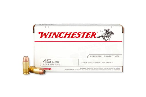 Winchester USA USA45JHP 45 ACP Auto 230 Grain Jacketed Hollow Point Handgun Ammo - 50 round box