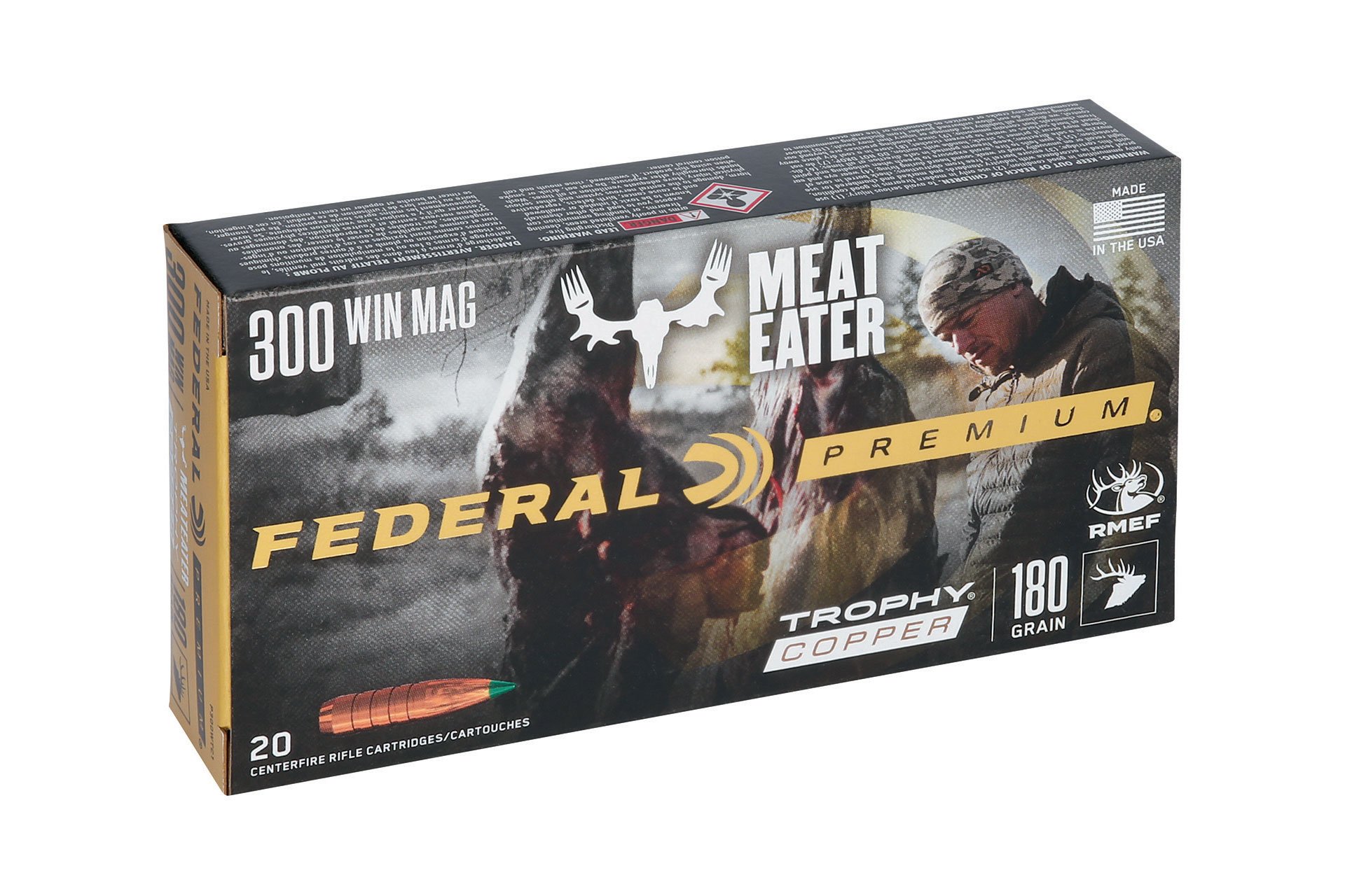 Federal P300WTC1 Premium 300 Win Mag 180 gr Trophy Copper (TC) Rifle Ammo - 20 Rounds