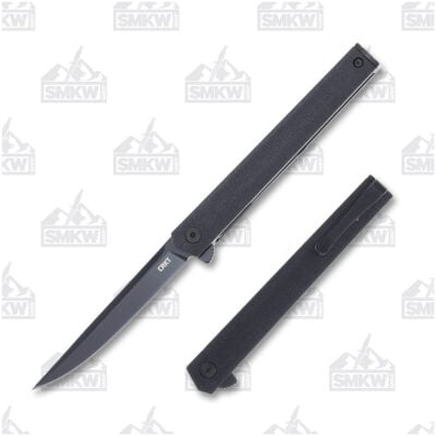CEO Flipper Folding Knife - Satin Black, Drop Point, Plain Edge, 3.35" Blade