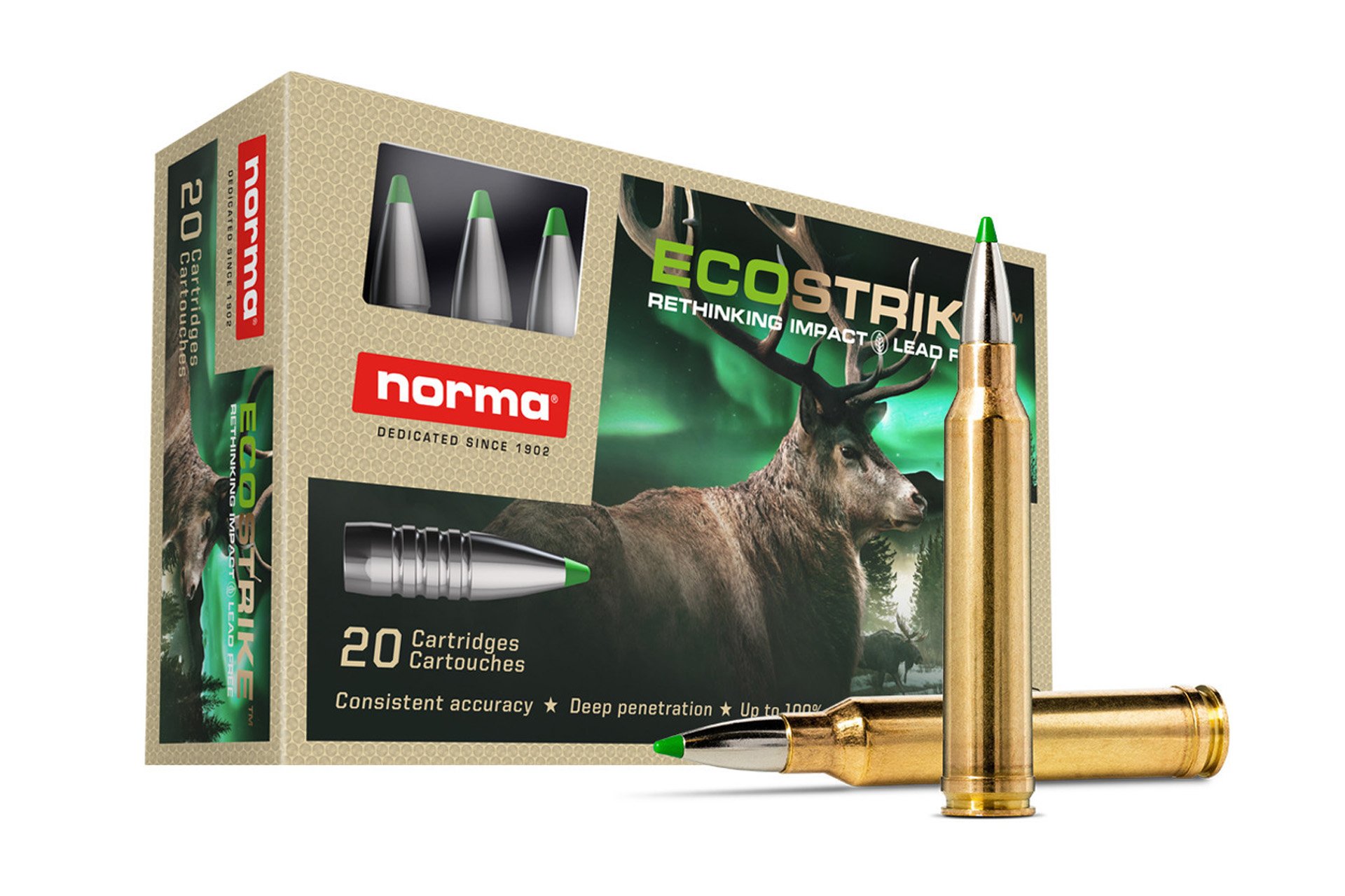 Norma ECOSTRIKE 300 Winchester Short Magnum 165gr Polymer Tip Lead-Free Rifle Ammo - 20 round box