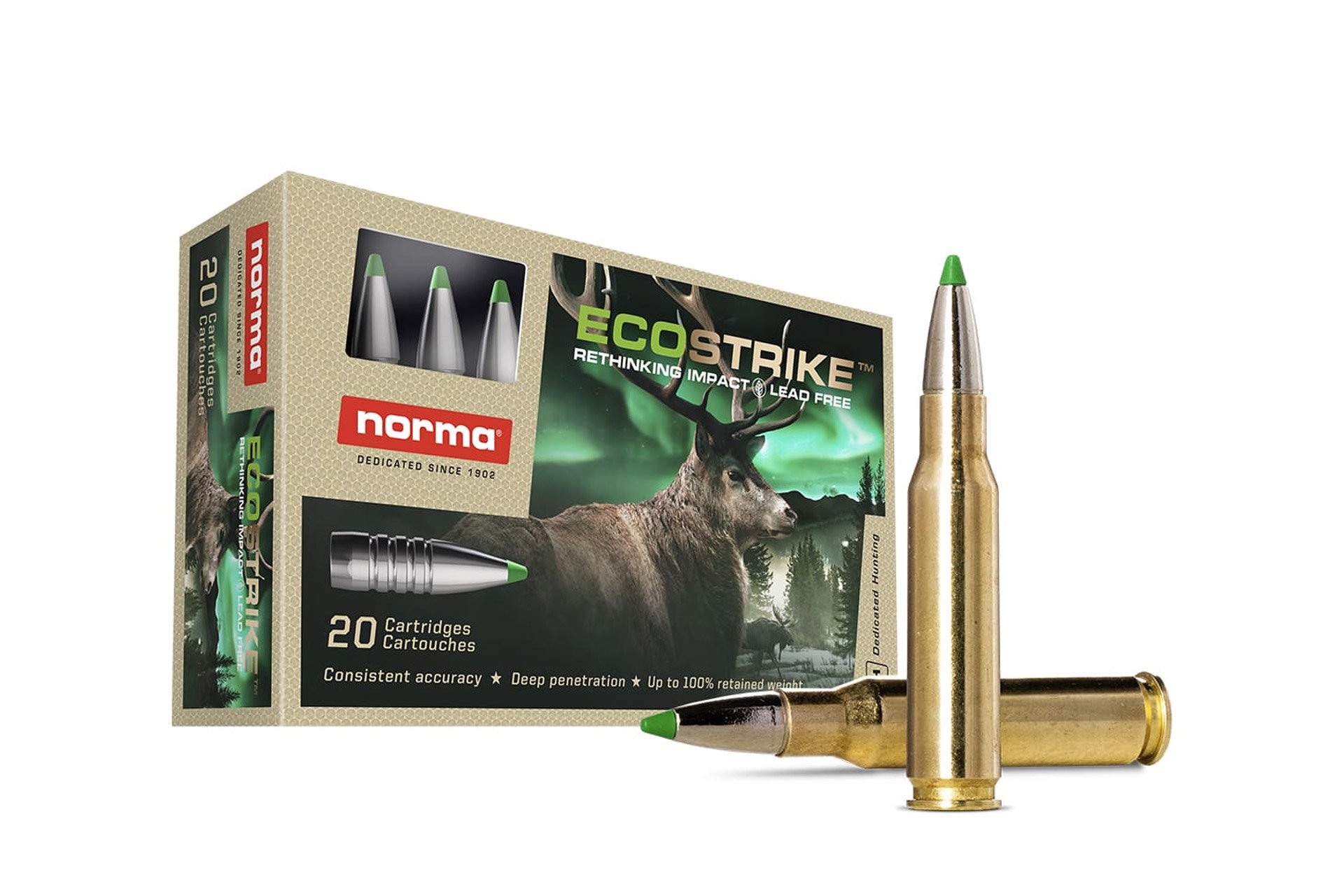 Norma ECOSTRIKE 308 Winchester 150gr Polymer Tip Lead-Free Rifle Ammo - 20 round box