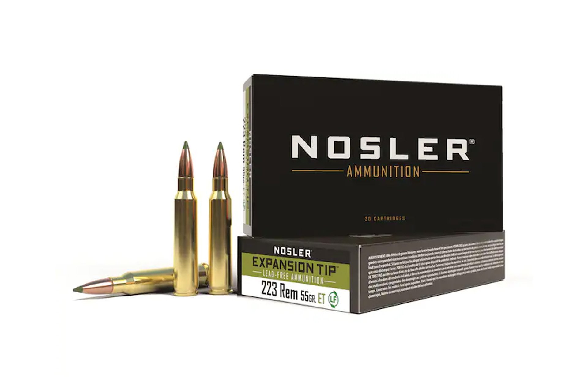 Nosler Lead Free 223 Remington 55 Grain E-Tip Rifle Ammo - 20 rounds