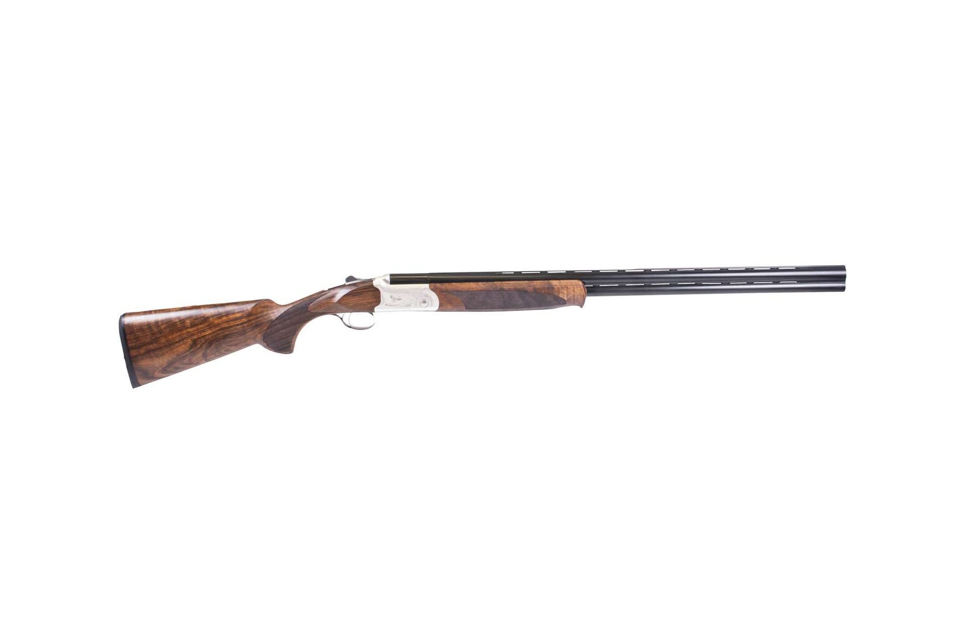American Tactical Crusader 12 Gauge O/U 28" 2rd 3" Silver Engraved Rec Oiled Turkish Walnut Stock