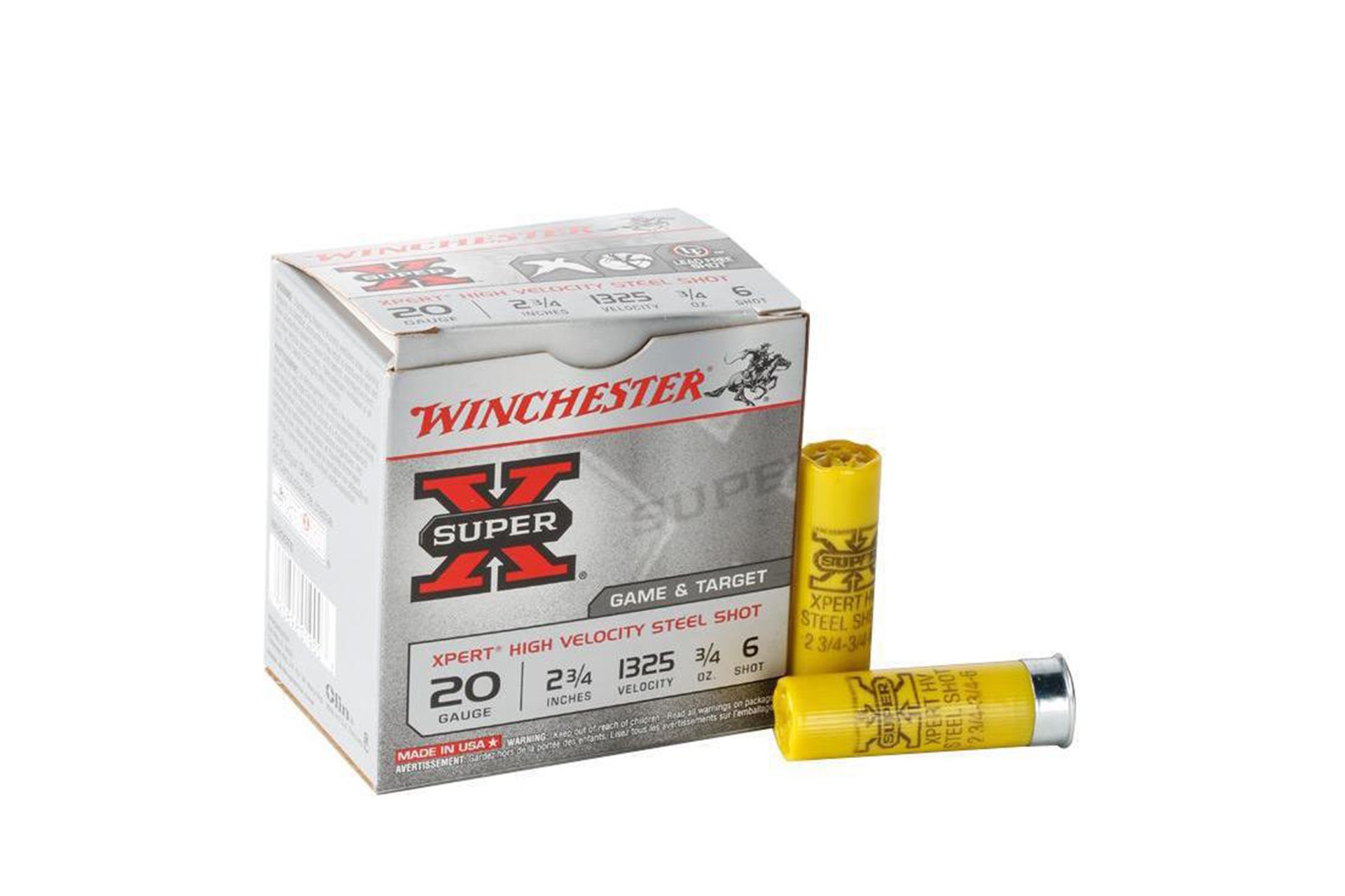 Winchester 20 Gauge Super-X Steel Lead Free WE20GT7 2-3/4" #7 Shot Shotgun Ammunition Shotgun Ammo - 25 Rounds