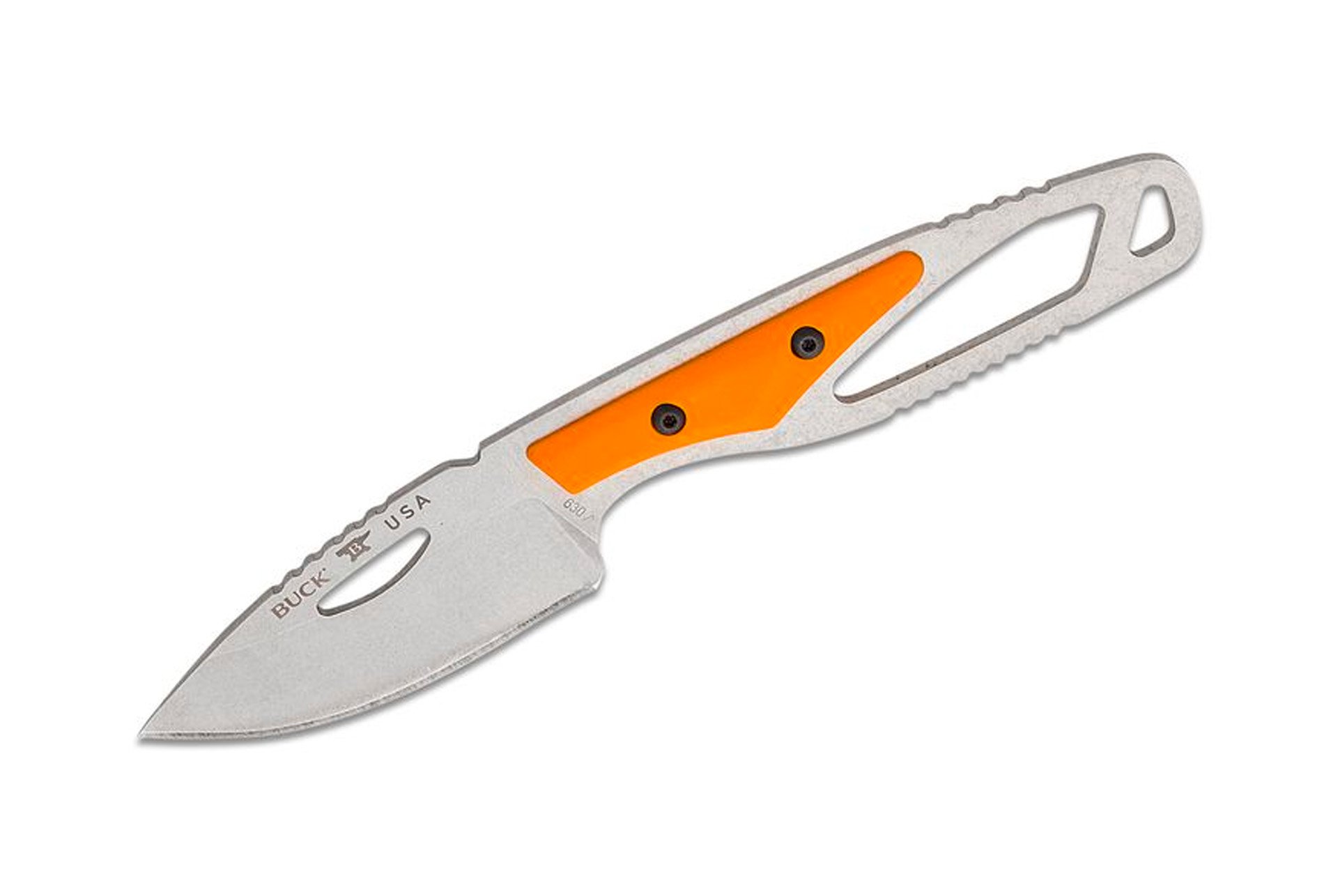 Buck Knives 630 PakLite 2.75" Hide Fixed Blade Knife - Orange Nylon Handle