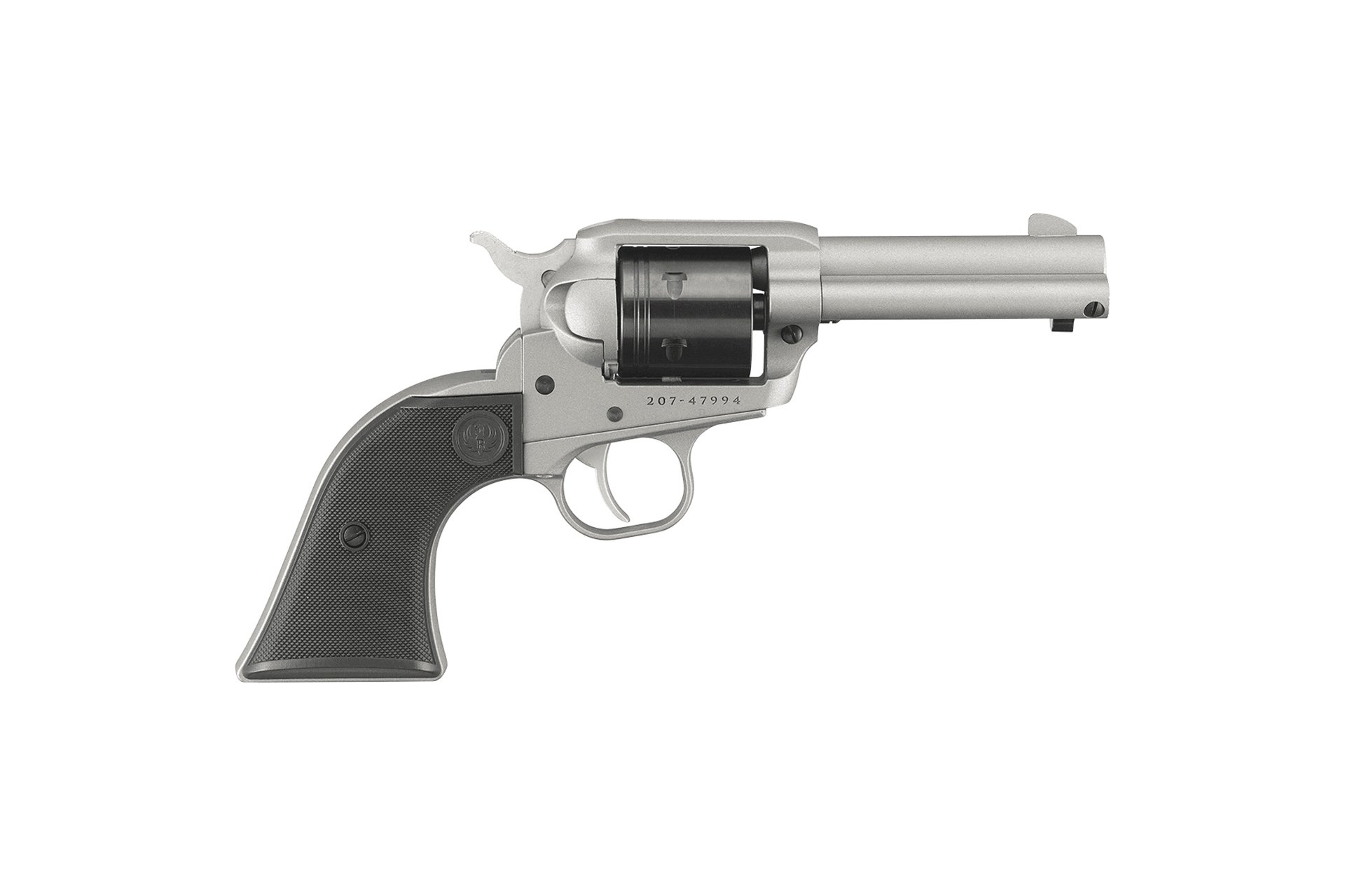 Ruger 2053 Wrangler 22 LR 6 Shot 3.75" Silver Cerakote Barrel & Frame, Black Cerakote Cylinder w/Black Checkered Polymer Grips