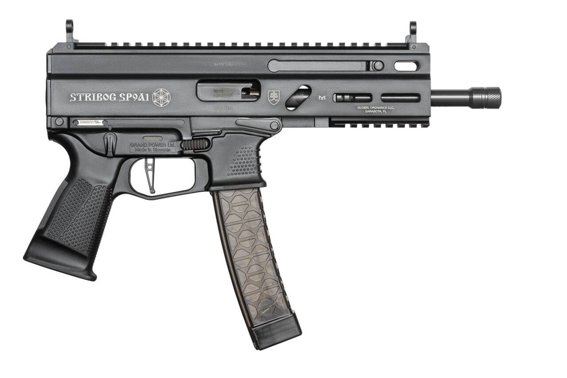 Global Ordnance Grand Power Stribog SP9A1 9mm 16" Rifle Base - Black - CA Compliant
