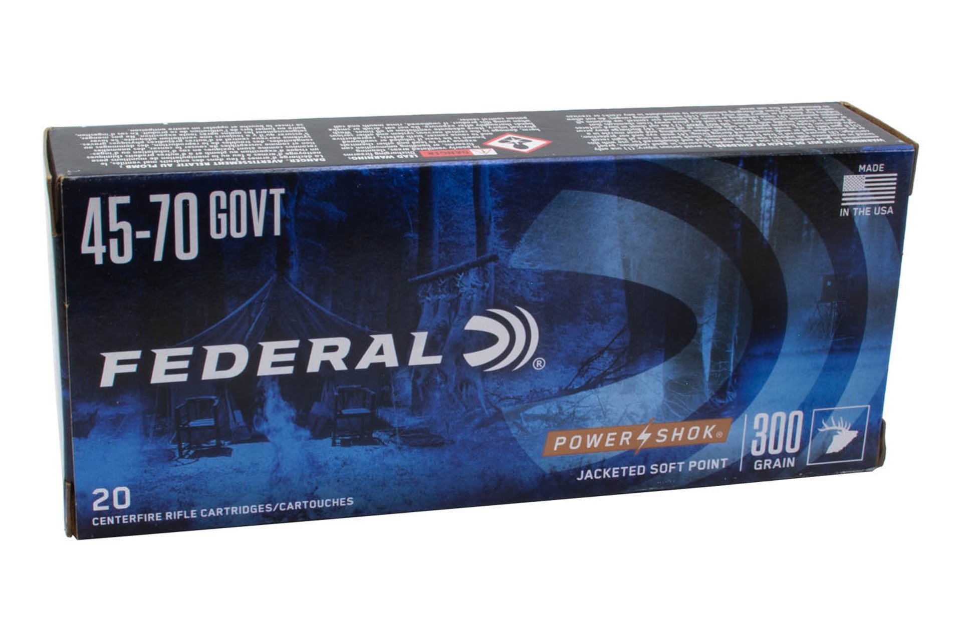 Federal 4570AS Power-Shok 45-70 Gov 300 gr Jacketed Soft Point Rifle Ammo - 20 Rounds