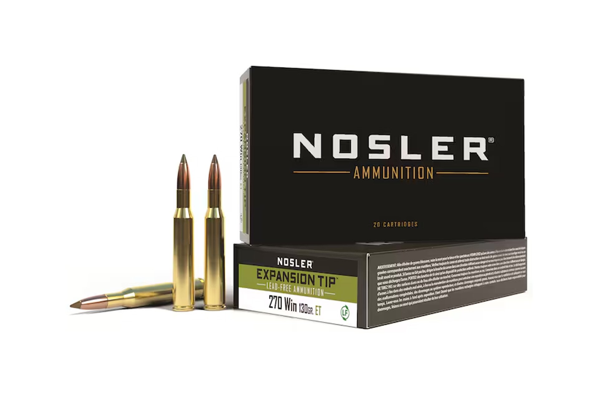Nosler Lead Free .270 Winchester 130 Grain E-Tip Soft Point Rifle Ammo - 20 rounds