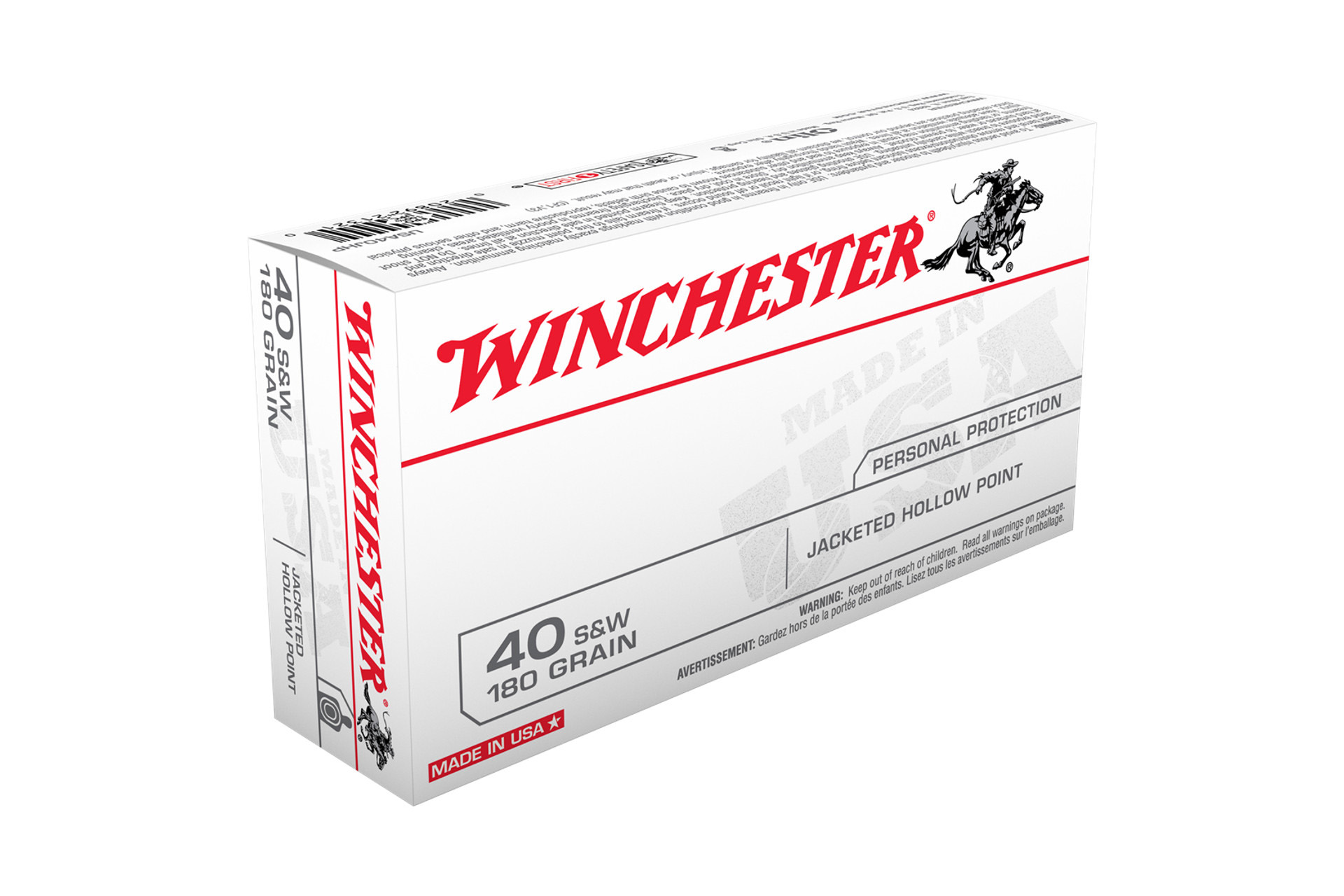 Winchester USA 40 S&W 180 Grain Jacketed Hollow Point - 50 Rd