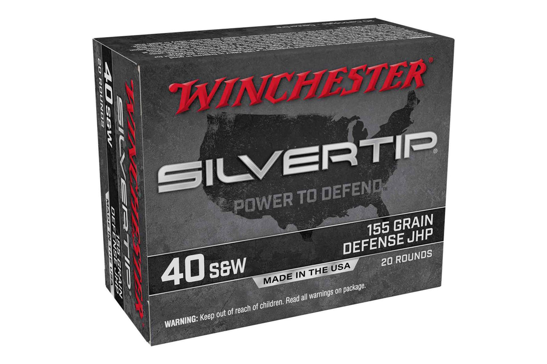 Winchester Ammunition Silvertip 40 S&W 155 Grain Hollow Point Handgun Ammo - 20 round box