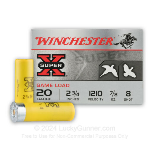 Winchester XU208 Super-X Game Load Ammunition 20 Gauge 2-3/4" 7/8 oz #8 Shot Shotgun Ammo - 250 Rounds - Winchester