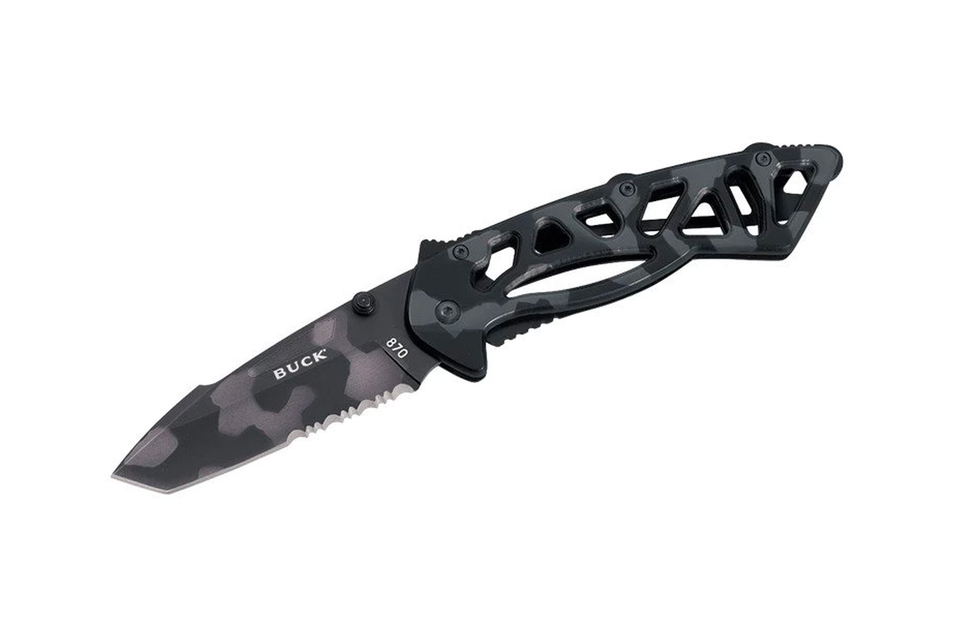 Buck Knives 0870 Bones Partially Serrated Tactical Folding Knife with Clip - Tiger
