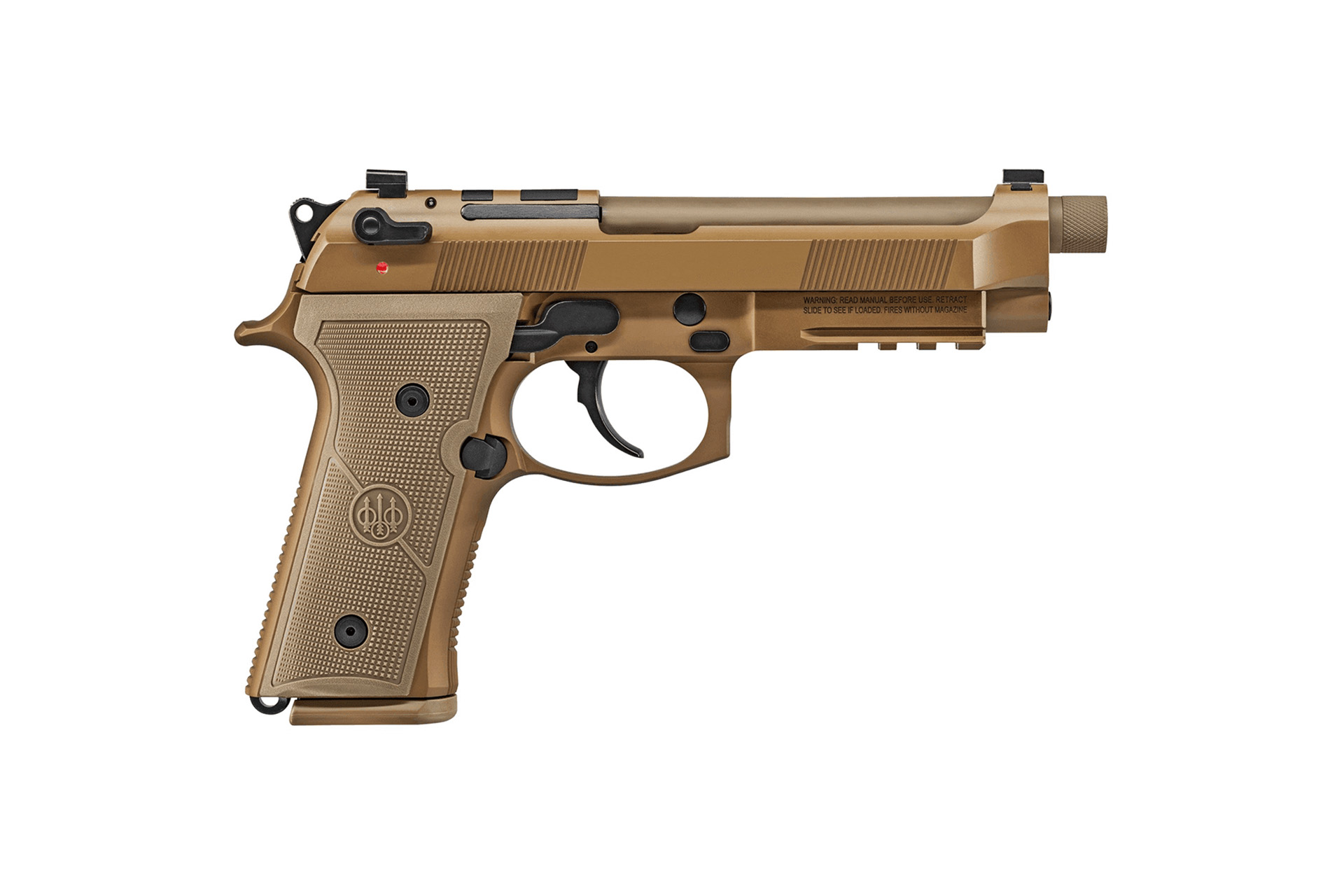 Beretta M9A4 Full Size Ambi 5.1" 9mm Luger 18+1, Optic Ready/Serrated Slide w/Beavertail & Picatinny Rail w/FDE Textured Poly Grip, FDE