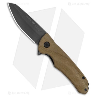 Buck Knives Sprint Ops Black Tanto Liner Lock Folding Pocket Knife - ODG Canvas Micarta