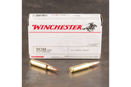 Winchester USA .308 147gr FMJ Rifle Ammo - 200 round case - 