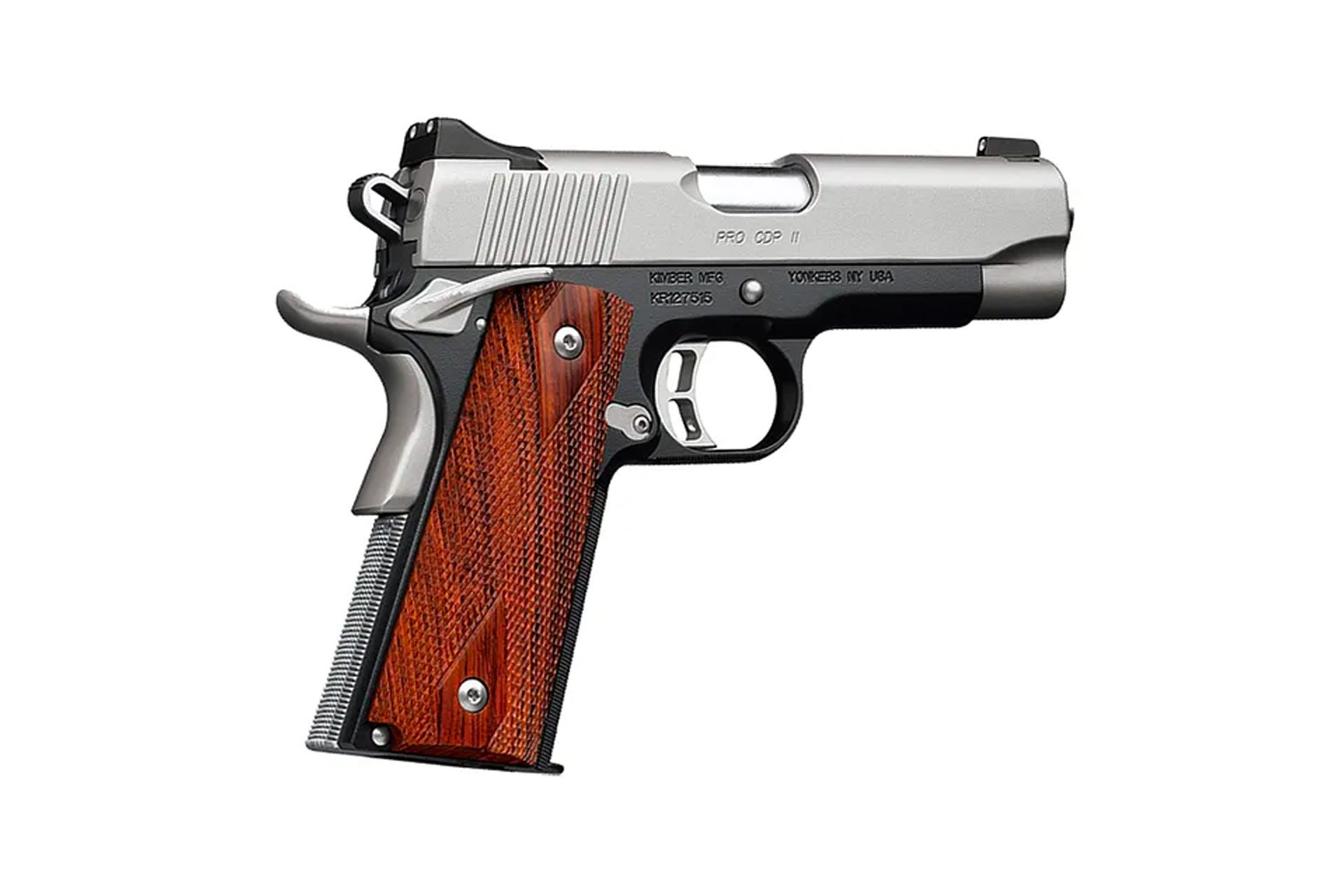 Kimber, Pro CDP II, Semi, 45 ACP, 4", Rosewood Grips, Ambidextrous, Tritium Night Sights, 7 Rounds, CA Compliant