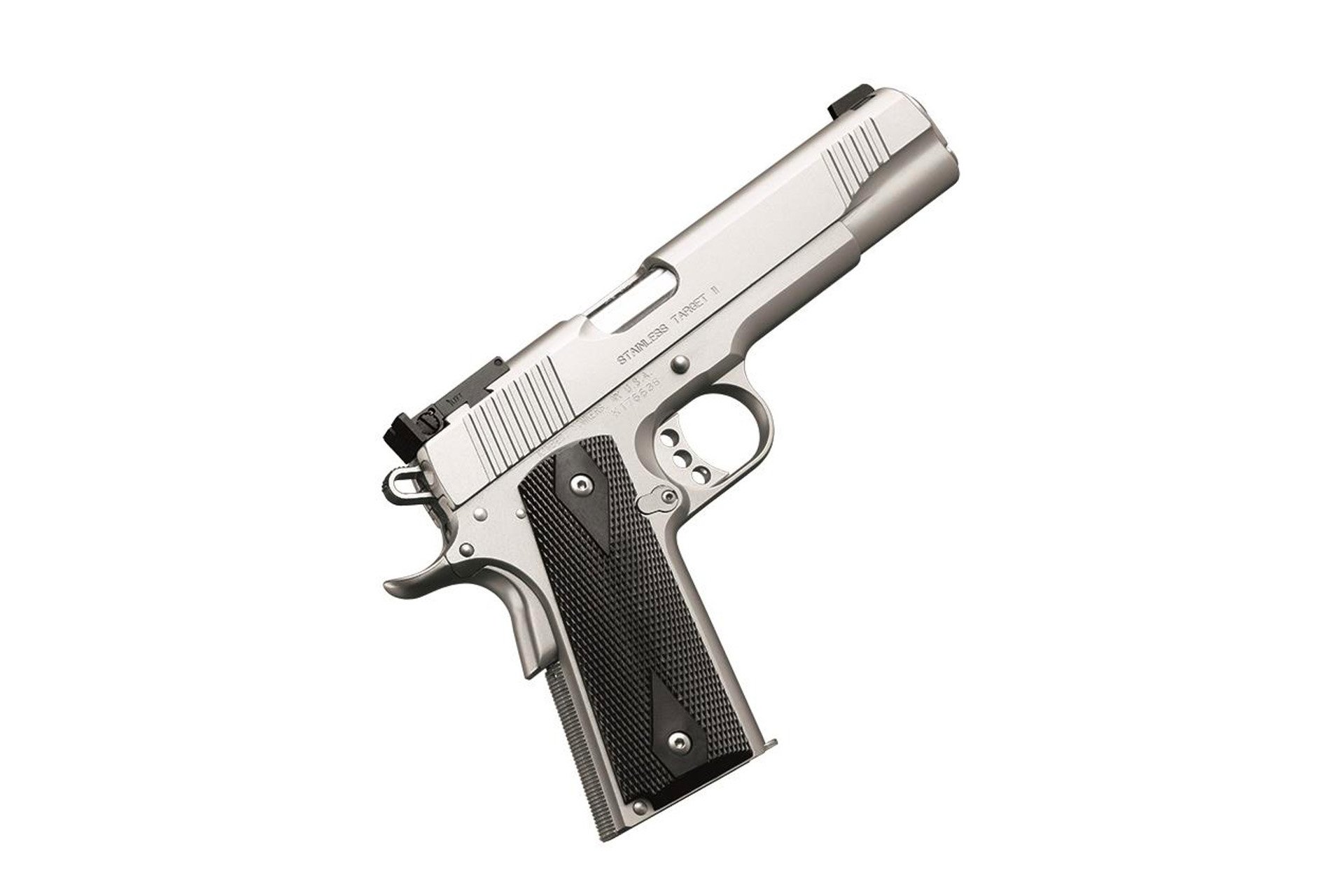 Kimber, Stainless Target II, Semi, 1911, 9MM, 5", Silver, Laminate Grips, Adjustable Sights, 9 Rds, CA Compliant