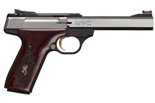 Browning Buck Mark, 22 LR 10+1 5.50" Blackened SS Slab Side Barrel, Stainless Steel Serrated SS Slide - AR15 Discounts