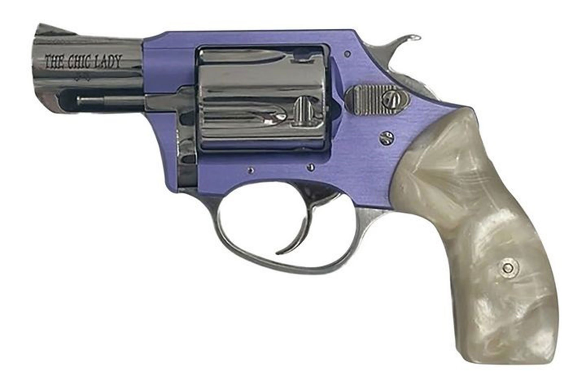 Charter Arms, Chic Lady, Revolver, 38 Spl, 2" Barrel, Aluminum Frame, Anodized Finish, Lavender and Silver, Pearlite Grips, Fixed Sights, 5 Rds
