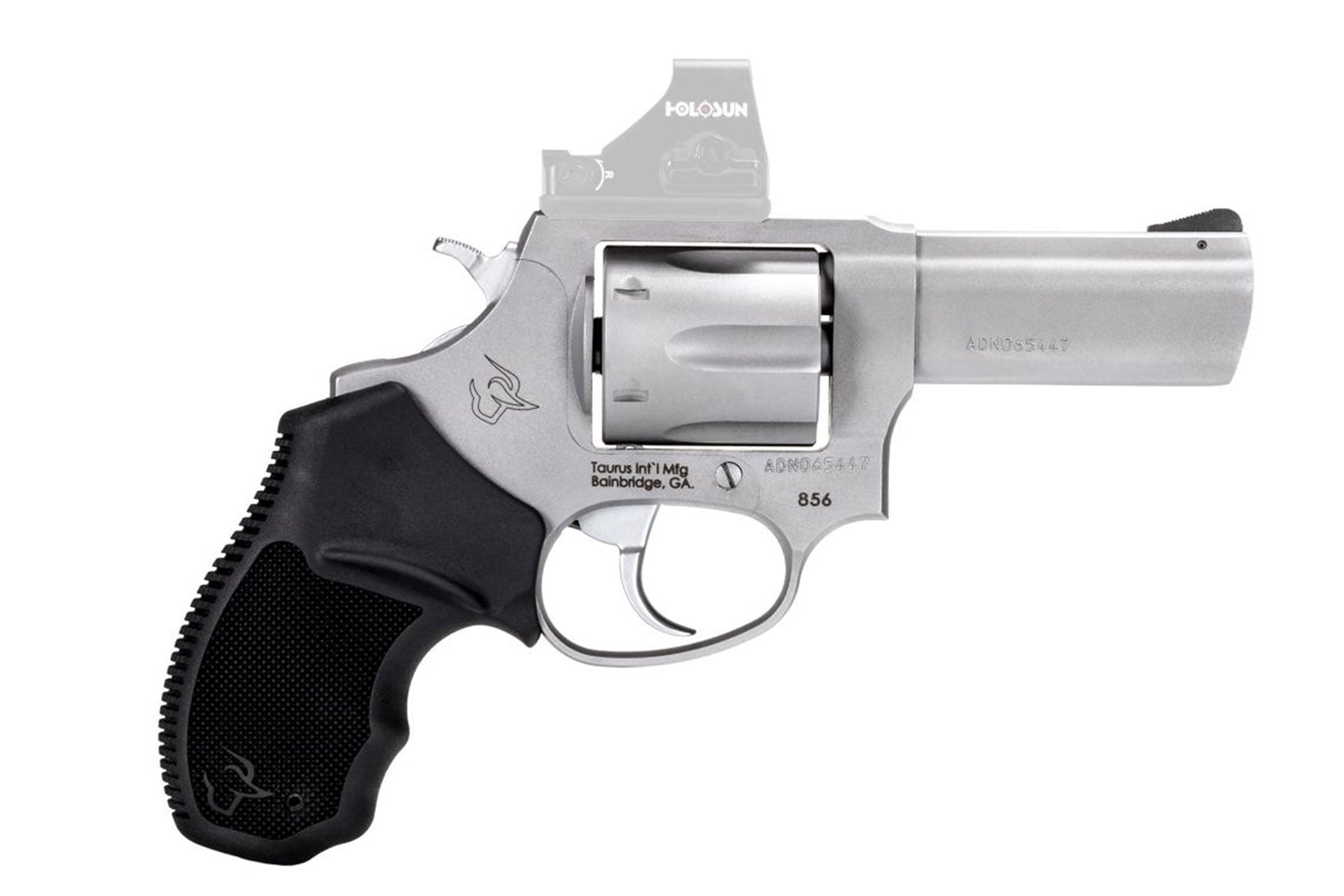 Taurus USA, Model 856 TORO, Single/Double Action, Steel Frame Revolver, 38 Special +P, 3″ Barrel, Matte Finish, Optics Ready (Not Included), Silver, Polymer Grip, 6 Rounds 2-856P39