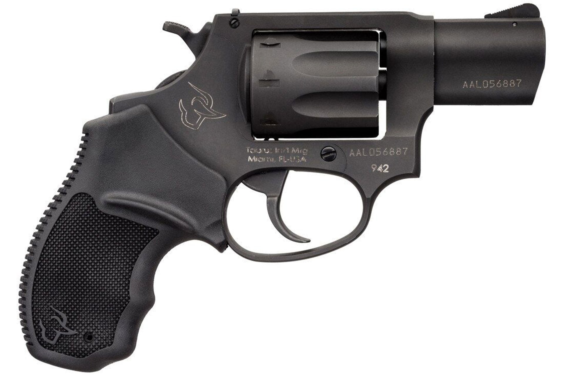 Taurus USA, Model 942, Double Action, Metal Frame Revolver, Small Frame, 22LR, 2″ Barrel, Steel, Matte Finish, Black, Polymer Grips, 8 Rounds 2-942021