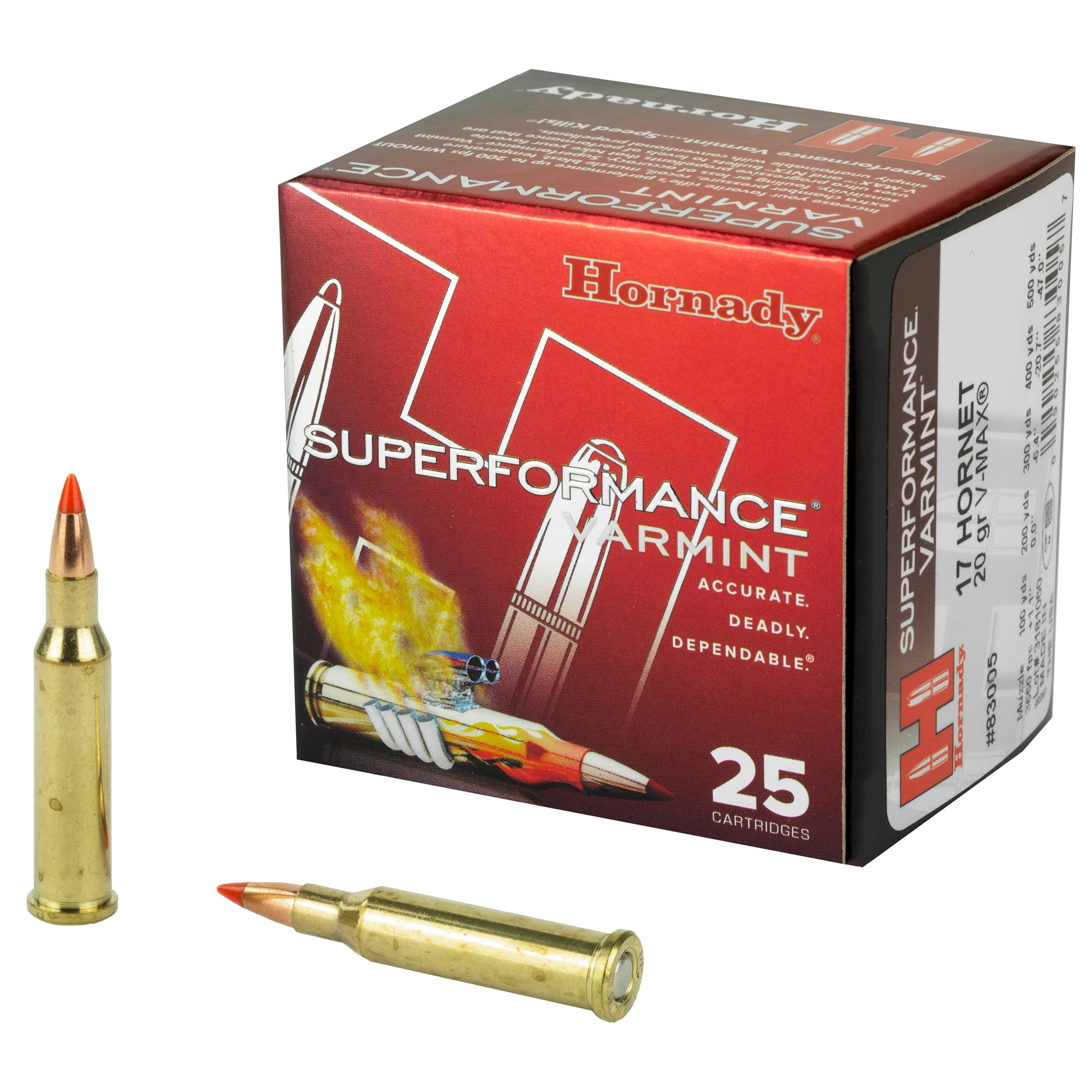 Hornady Superformance 17 Hornet 20 Grain V-Max 25 Rifle Ammo – 25 Rounds