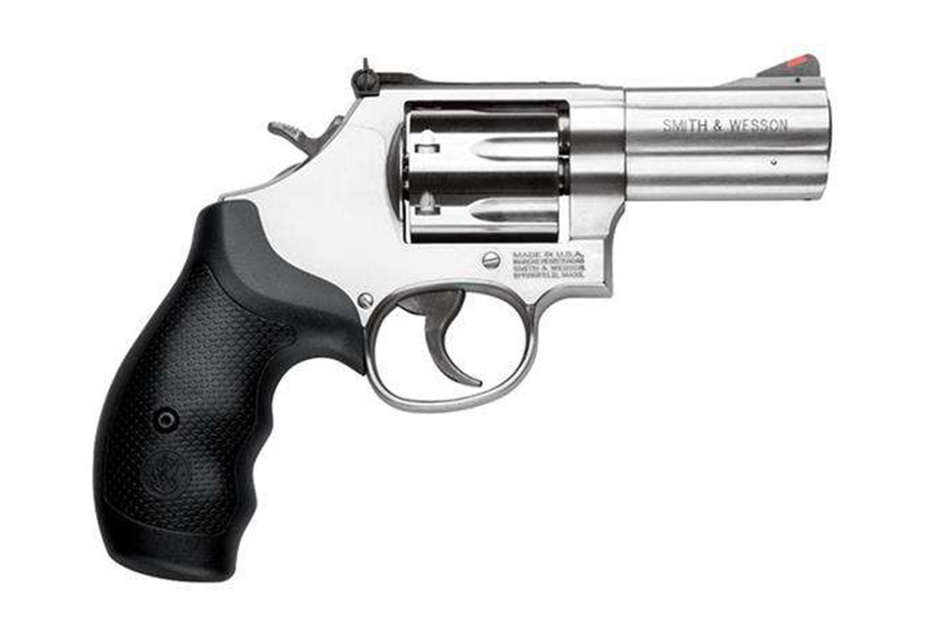 S&W Model 686 Plus 3″ 357Mag Revolver, L-Frame, Stainless, Satin Finish, Silver, Rubber Grips, Adjustable Rear Sight, 7 Rd *BLEM*