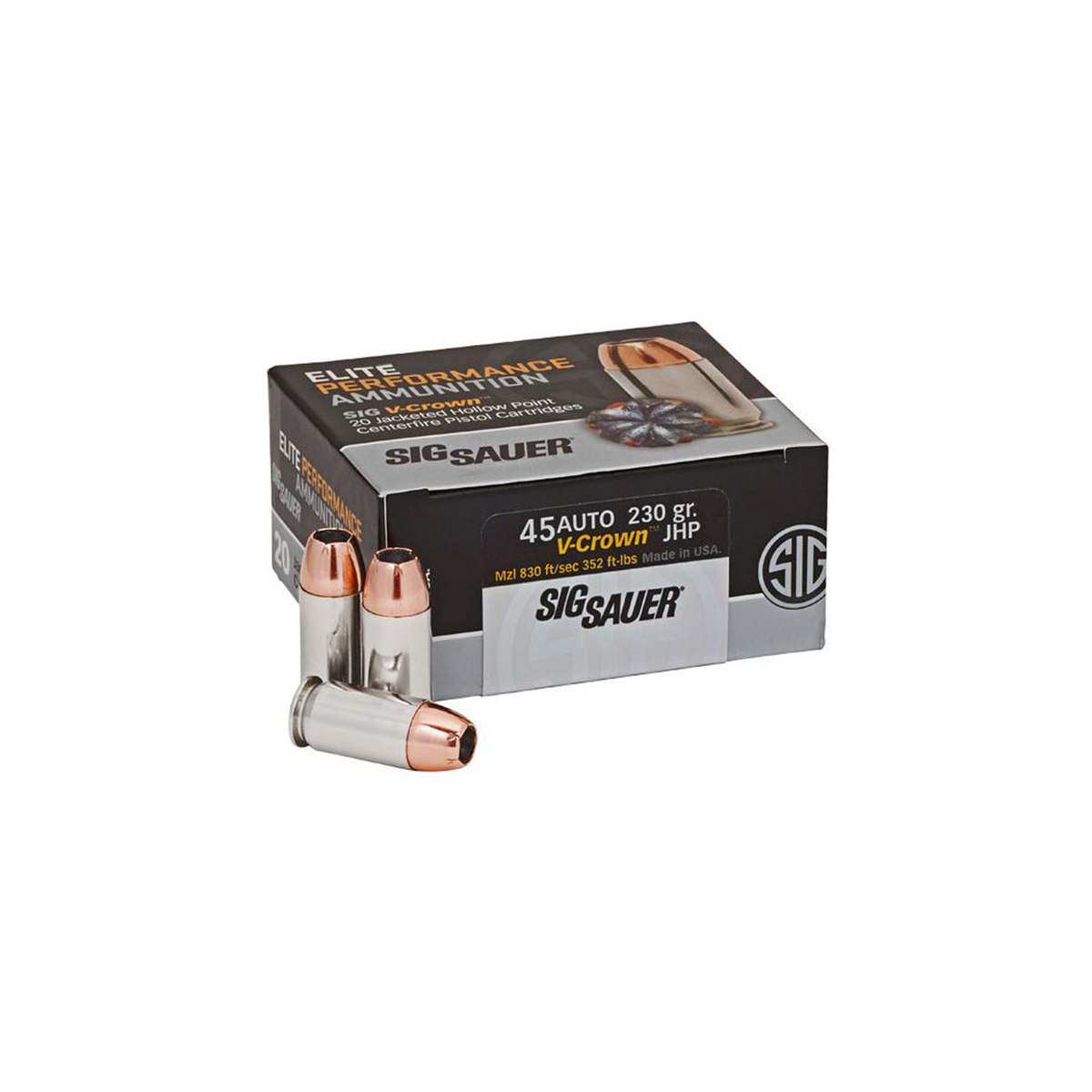 Sig-Sauer .45 ACP 230gr V-CROWN – 200rd