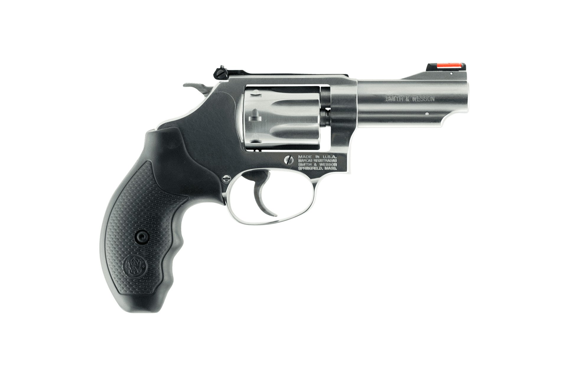 Smith & Wesson 162634 Model 63 22 LR 8 Shot 3" Stainless Steel Barrel, Satin Stainless Steel J-Frame, Hi-Viz Fiber Optic Red Front/Adjustable Rear Sight