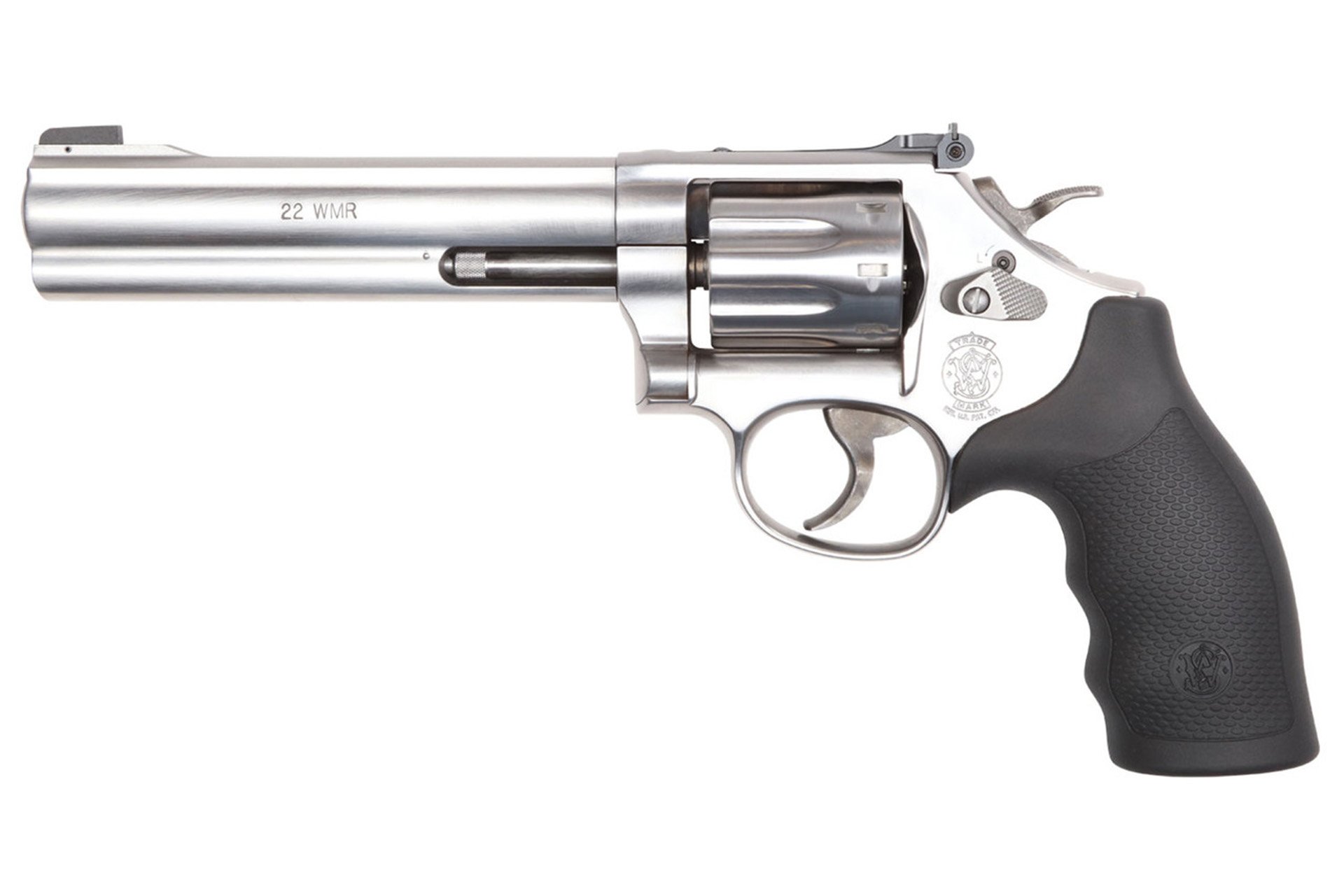Smith & Wesson, 648, Metal Frame Revolver, K-Frame, 22 WMR, 6" Barrel, Stainless Steel, Synthetic Grip, Adjustable Sights, 8 Rounds