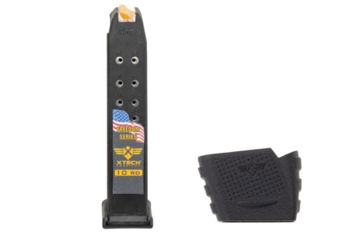 AR15 Discounts Xtech Tactical Steel Reinforced 10/17 10rd 9mm Magazine for Glock 26 with 17-7 Stainless Spring with Mag-Adapt - $31.95 at AR15 Discounts